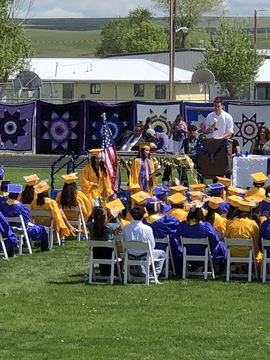 eyeleen_b's tweet photo. “No matter where you go or what you do, remember you are Lakota.” Miracle Spotted Bear closes her Co-Valedictorian speech at Little Wound High School with these strong words both in Lakota and English this morning. https://t.co/ih2XTTn6Ta