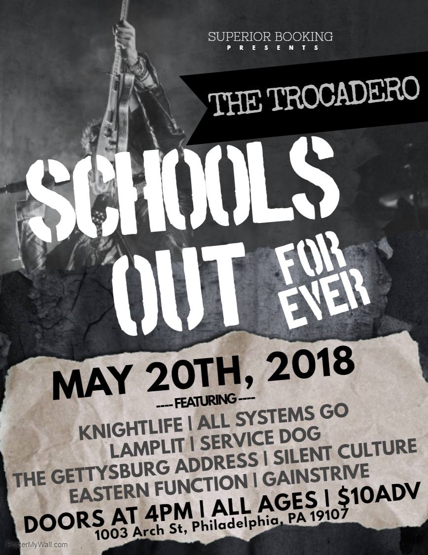 GainstriveBand's tweet photo. @GainstriveBand performing this Sunday at the @thetrocadero. It is going to be a big party cause Schools Out Forever! All Age Event. Details @ https://t.co/PvIFnYuNhI #NewMusicFriday #philly #live #music #AlternativeRock #livemusic #ROCKMUSIC https://t.co/vCJtN4LDG6