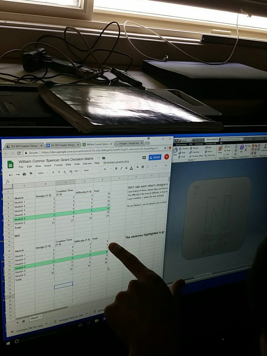 ENGR_Palmer_CTE's tweet photo. "My brain is constipated..." students designing educational coasters with students in a different class, than could be cut/engraved on our laser. @PLTWorg @FullSpecLaser @ADSK_Inventor @jsrhs03281 @SAU24CIA https://t.co/oCWskebyvp