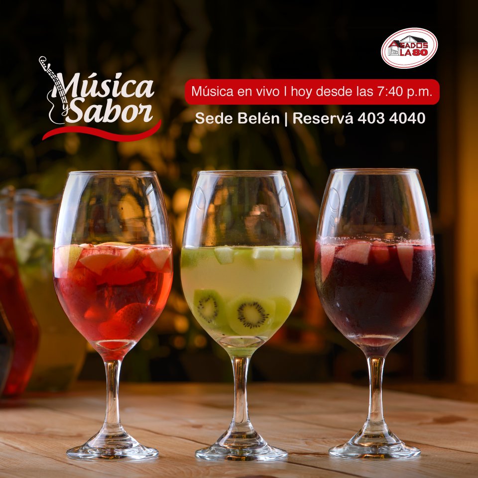asadosla80's tweet photo. Una buena compañía y una buena comida es todo lo que necesitás pa’ disfrutar, gozar y compartir hoy en la noche de música y sabor en #AsadosLa80.
Ya sabés pues pa’ que te programés. Música en vivo, hoy viernes, desde las 7:40 p.m. en nuestra sede de Belén.
Reservá 📞 403 4040. https://t.co/3ibf4hIsdC