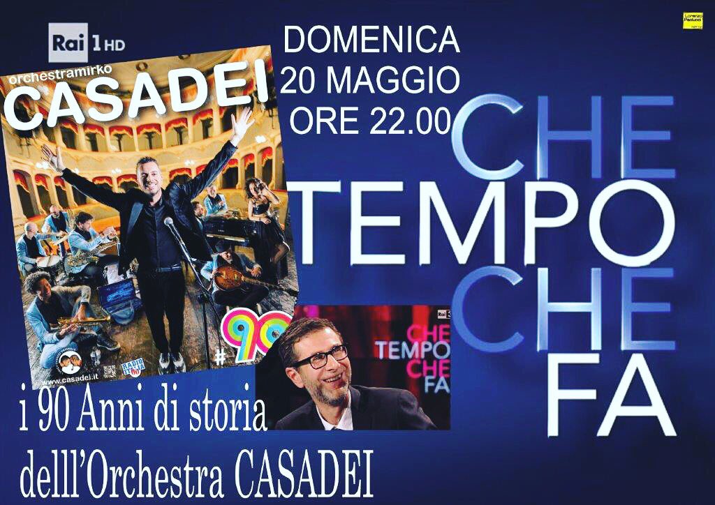 Domenica da Fazio si parla di NOTTE DEL LISCIO in programma 8 giugno a Cesenatico  #cesenatico 90#orchestracadadei #nottedelliscio @teogozzoli <a href="/sbonaccini/">Stefano Bonaccini</a> <a href="/EBurioni/">emanuele burioni</a> <a href="/AcorsiniAndrea/">Andrea Corsini</a> <a href="/MatteoGozzoli/">Matteo Gozzoli</a> <a href="/andrearossi76/">Andrea Rossi</a> <a href="/casadeicarol/">carolina casadei</a>