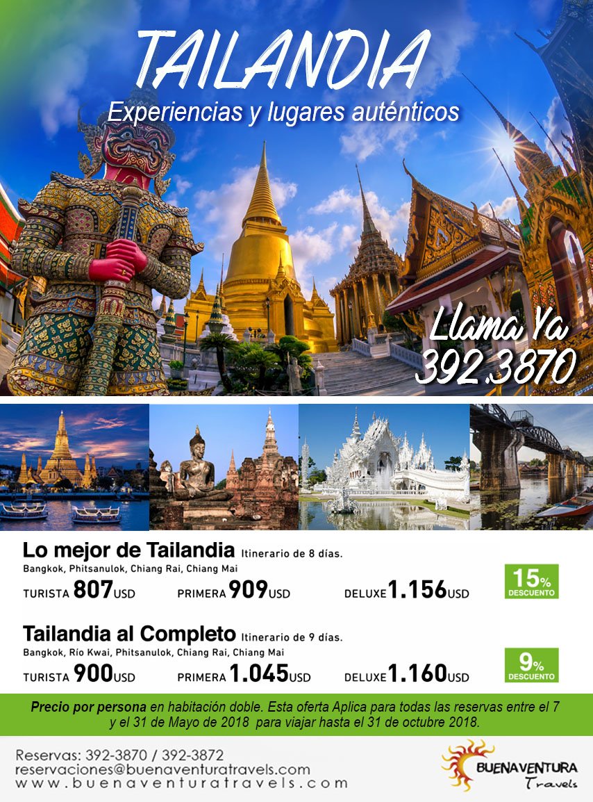 BVTRAVEL's tweet image. Acompáñanos a descubrir los maravillosos lugares de nuestro mundo #BuenaventuraTravels
.
Llama y aparta al
392-3870 / 392-3872
reservaciones@buenaventuratravels.com
.
#panama #pty #Tailandia #VacacionesEnFamilia