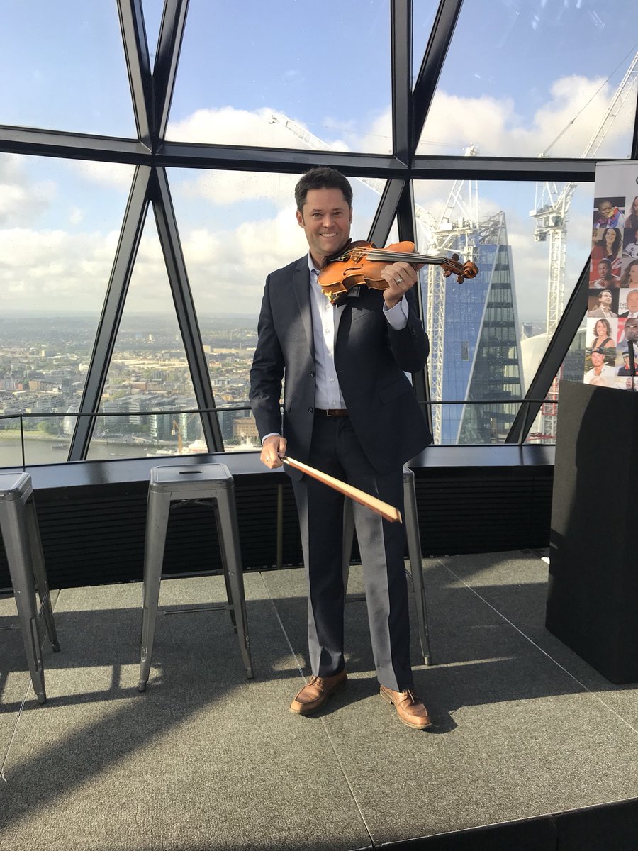 I recently had the opportunity to speak at the top of The Gherkin in London for an Event Booker showcase and had the honors of playing a Baldantoni violin worth $100K! 
Incredible views!!!                                       #motivationalspeaker
