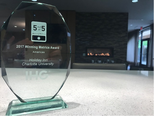 GF_Hotels's tweet photo. GF Management is honored to announce that Holiday Inn Charlotte University received the 2017 “5 of 5 Winner” recognition from IHG. 
Congratulations to our team at Holiday Inn Charlotte University – well deserved!
#LoyaltyRecognition #GuestReviews  #IHGRewardsEnrollments https://t.co/CKkbFWZ7Cr