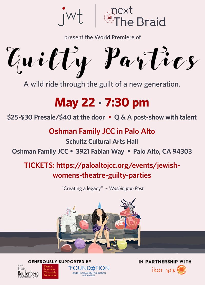 TheBraidStories's tweet photo. Read about Jewish Life in #SiliconValley! https://t.co/oP4tS8EGSP Jewish Womenโs Theatre to perform at the #PaloAlto JCC on May 22 with #GuiltyParties โก๏ธ Share with a friend in the #BayArea! Click here 2 buy tickets: https://t.co/sbVIeCDeu9 #jwt #theatre #storytelling #gotguilt https://t.co/yEt7GqvoRg