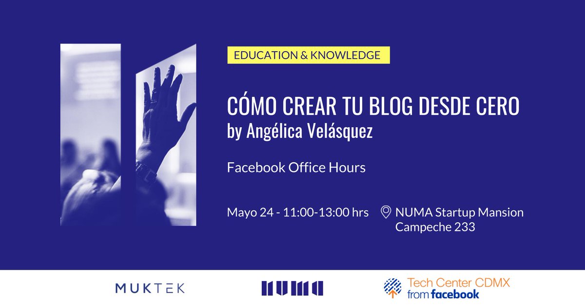 h1_copilot's tweet photo. Una excelente forma de comenzar a introducirte en el desarrollo web es creando tu blog 🎭 ¡Aprende a hacerlo desde cero con @fuerzamuktek! 👨💻 Ven a las próximas #OfficeHours del #TechCenterCDMX from @facebook. Regístrate ahora 👇 https://t.co/VXFn2jzoMV https://t.co/GhzkeYB39a