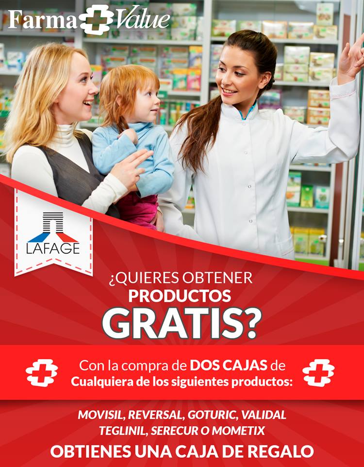 #FarmaValueGT ¿QUIERES OBTENER PRODUCTOS GRATIS?

Con la compra de dos cajas puedes llevarte una caja de regalo!

Promocion LAFAGE 2+1 en cualquiera de los siguientes productos:
Movisil, Reversal, Goturic, Validal, Teglinil, Serecur o Mometix.

No te lo pierdas!