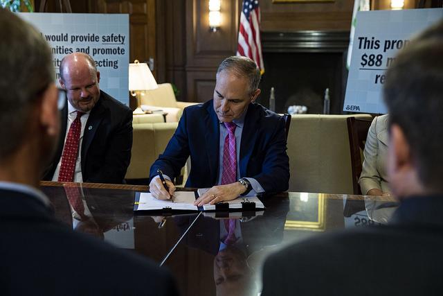 SAFERsystems's tweet photo. @EPAScottPruitt signed a rule yesterday that will revise the RMP rule (82 FR 4594) that came into effect this January. The proposed changes aim to bring EPA's rules in better alignment with @OSHA_DOL's #PSM standards &amp; reduce compliance costs. Learn more: https://t.co/b8RPXbgVDR https://t.co/M1yByuOc4F