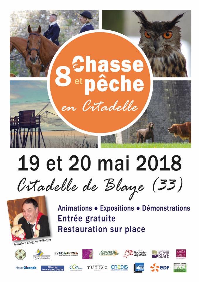 Nous sommes prêts à vous accueillir sur notre stand ce samedi 19 et ce dimanche 20 lors de la 8e édition de « Chasse &amp; Pêche en Citadelle » à #Blaye. #ToujoursPlusHaut #Blaye2018