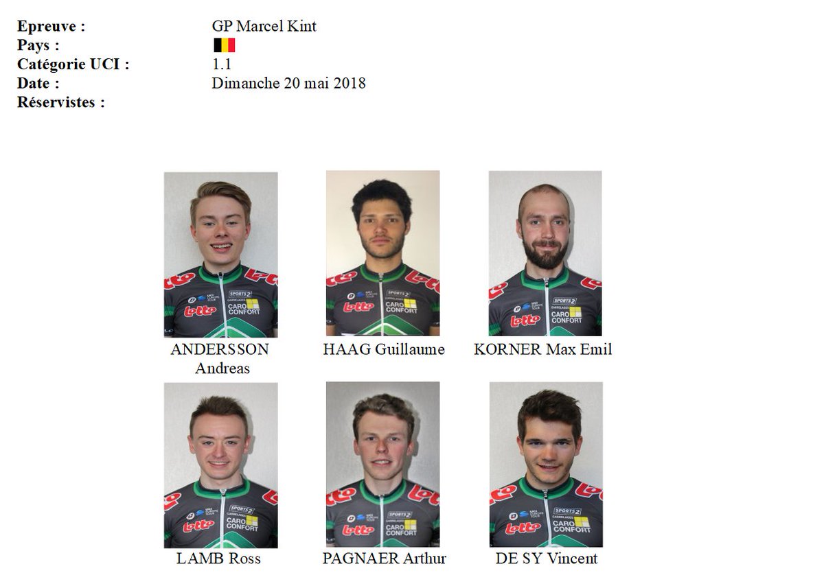 aguillaumecyclo's tweet photo. Sélection T.Palm-PCW pour le GP Marcel Kint (1.1) dimanche 20/05 with @ross__lamb @maxebk en met @VincentDeSy.
▶️Direct TV sur VTM et Eurosport à 15h25 ! https://t.co/MsxwZt5wpP