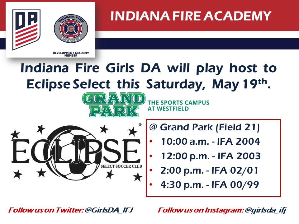 GirlsECNL_IFA's tweet image. Good luck to our @ussoccer_acad #GirlsDA 14, 15, 17, &amp;amp; 19’s as they play Eclipse this Saturday @GrandParkSports 
#Go🔥 
#WorldClassDA 
#CF97