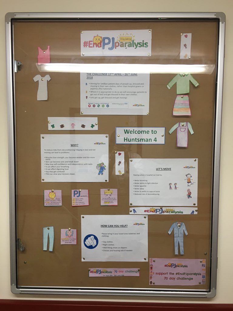 @MrsTowls @hope__house @rphysiosmith Huntsman 4's #endPJparalysis70 board. Seeing some fab displays on the wards promoting 'keeping active' . Coming with my camera 📸 next week to see Vickers 4 and Bearley 2 excited to see yours! @WardBrearley2