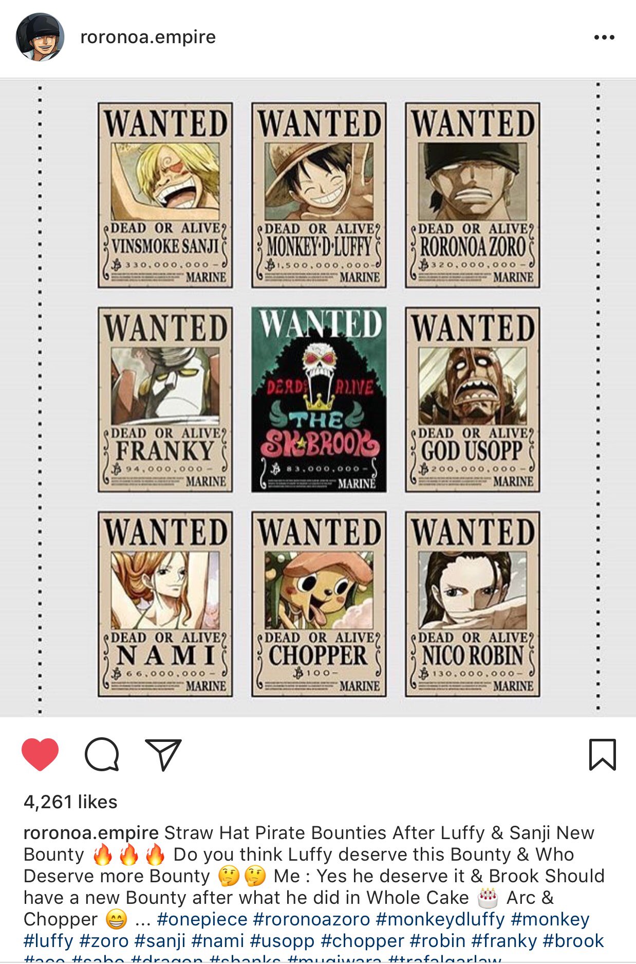Omg One Piece Luffy Bounty 1 500 000 From 500 000 Yes Sanji Bounty And His Status From Only Alive To Dead Or Alive And Since When Luffy A Yonko