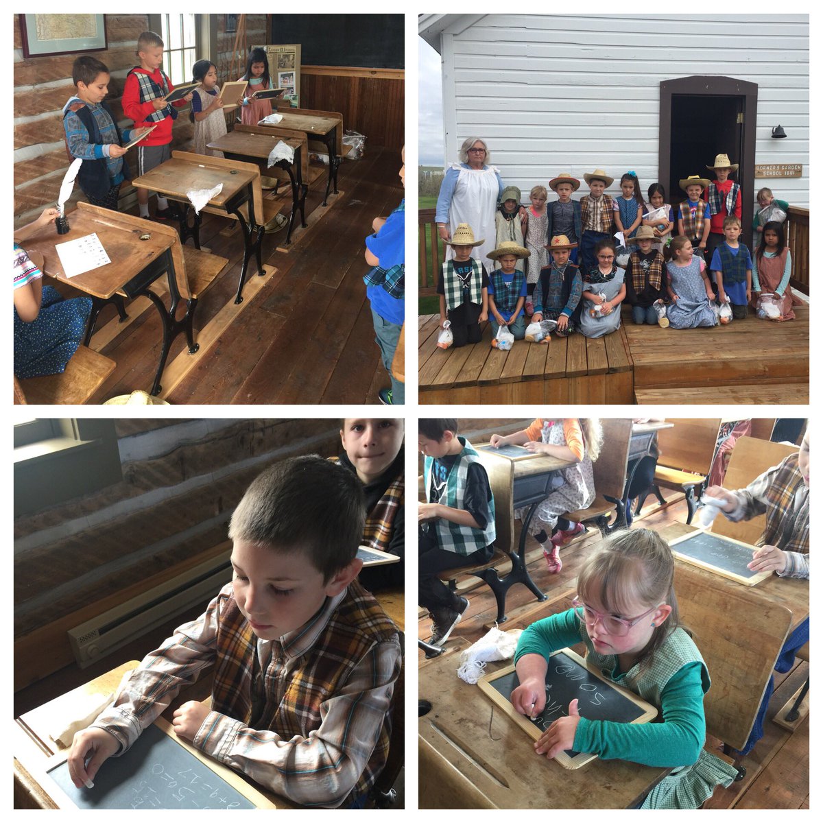 MillieAbernath2's tweet photo. We had a great time learning at the Borner Garden Pioneer School at the Museum of the West.  It was hard work!  #firstgraderslovelearning https://t.co/2temlhKY9F