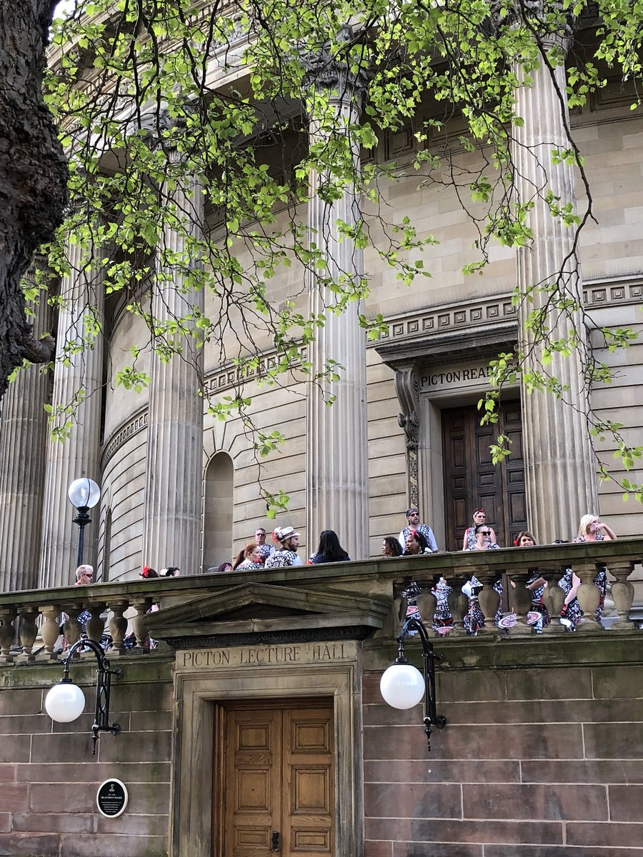 Liverpoollib's tweet photo. Waiting for the @Merseybats to get us in the carnival spirit out in the sunshine. #LightNight #PictonLibrary #Liverpool https://t.co/idLCQydNDz