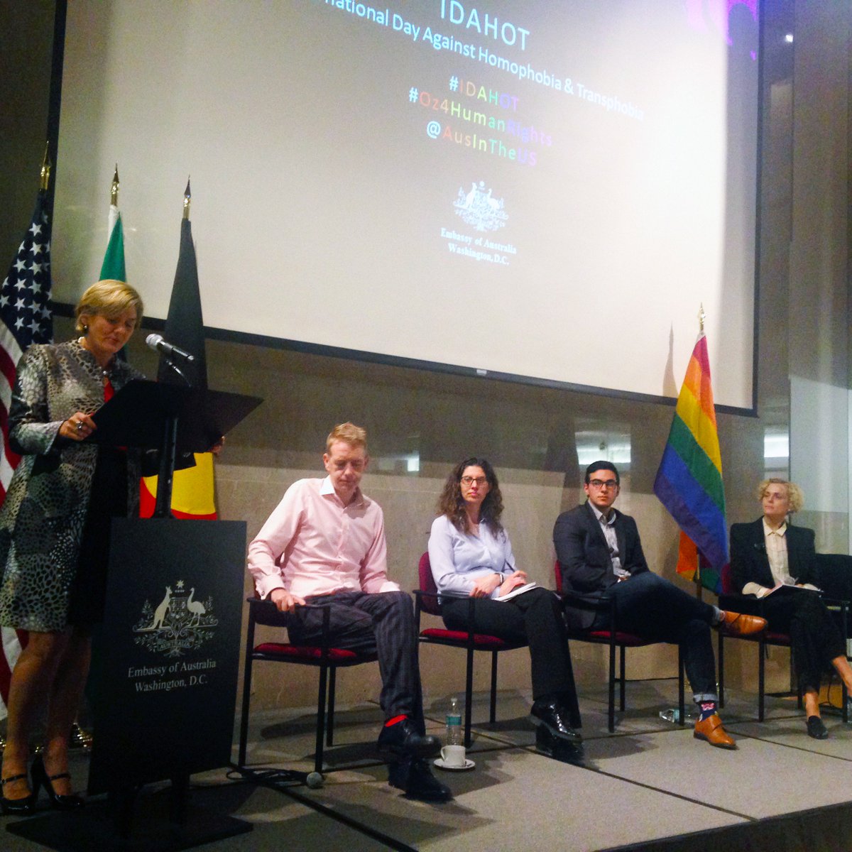 IDAHOT Panel at Australia Embassy, featuring HRC Senior Research Manager Liam Miranda.