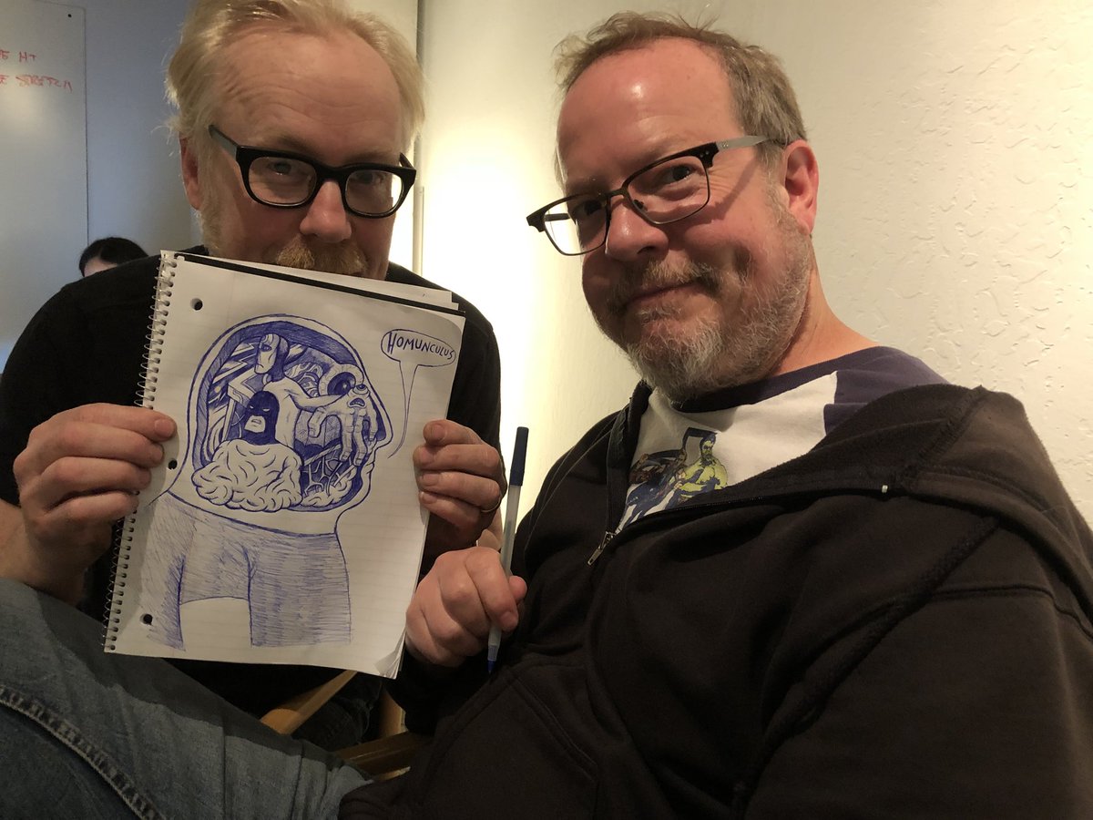 donttrythis's tweet photo. So amazing to work w/the talented @HavenSphere on @MythBusters again. Here’s what Eric doodles during a meeting; you should see his comics! https://t.co/Ri9pSoP5f0
