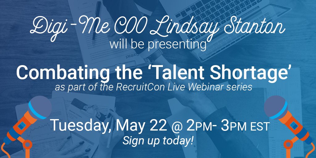 digimevideo's tweet photo. Is your #company struggling to #combat the #talent shortage &amp; #low #unemployment rates? Tune into this #webinar presented by @digimevideo #CCO Lindsay Stanton as part of the #RecruitCon webinar series. #Signup #today! https://t.co/Q9I88rB8fe 
#digimevideo #jobs #HR #recruiting https://t.co/RGUz6NbDKv