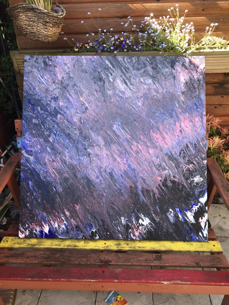 StudiosAstral's tweet photo. We are a couple - Mark does the abstract and Christina does the digital illustration. Mark paints in the garden - when it’s not raining that is :) 🇬🇧 Mark is a dental technician, Christina is  a marketing manager. https://t.co/iTDcAmzYcd