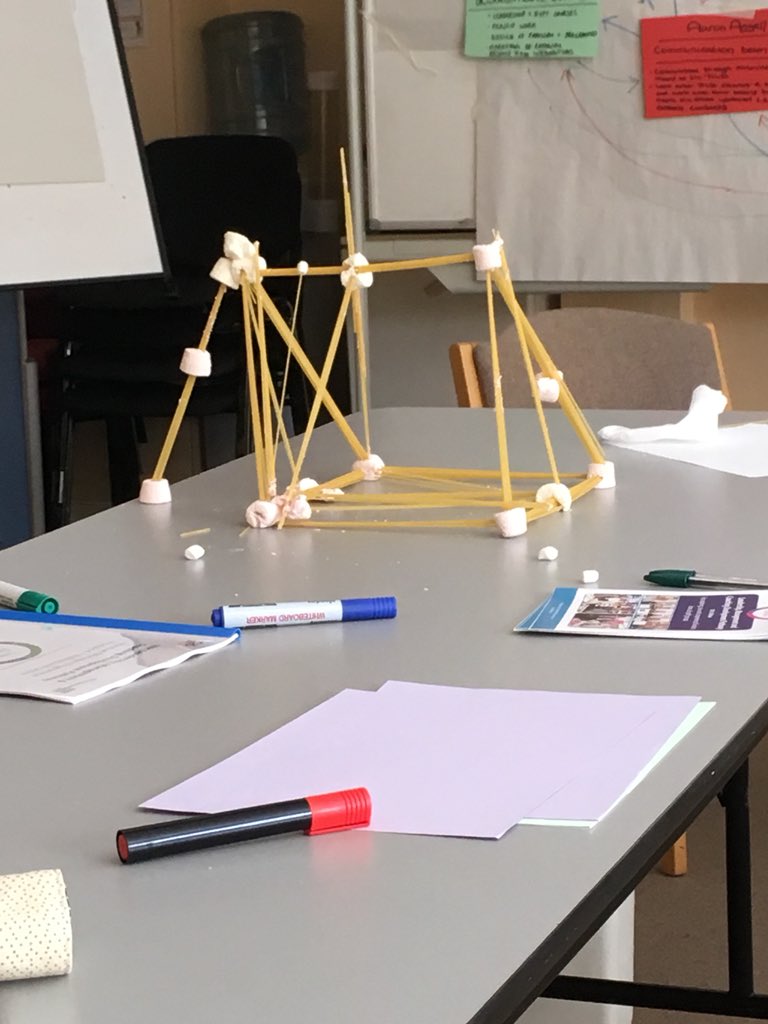 TornTechnology's tweet photo. Instead of building software for #ournhs I built a tower out of marshmallows and pasta... @SteveAndrews3 team sure do know how to throw a training session! #staffdevelopment #effectivemanager https://t.co/aYd4CaOwD2