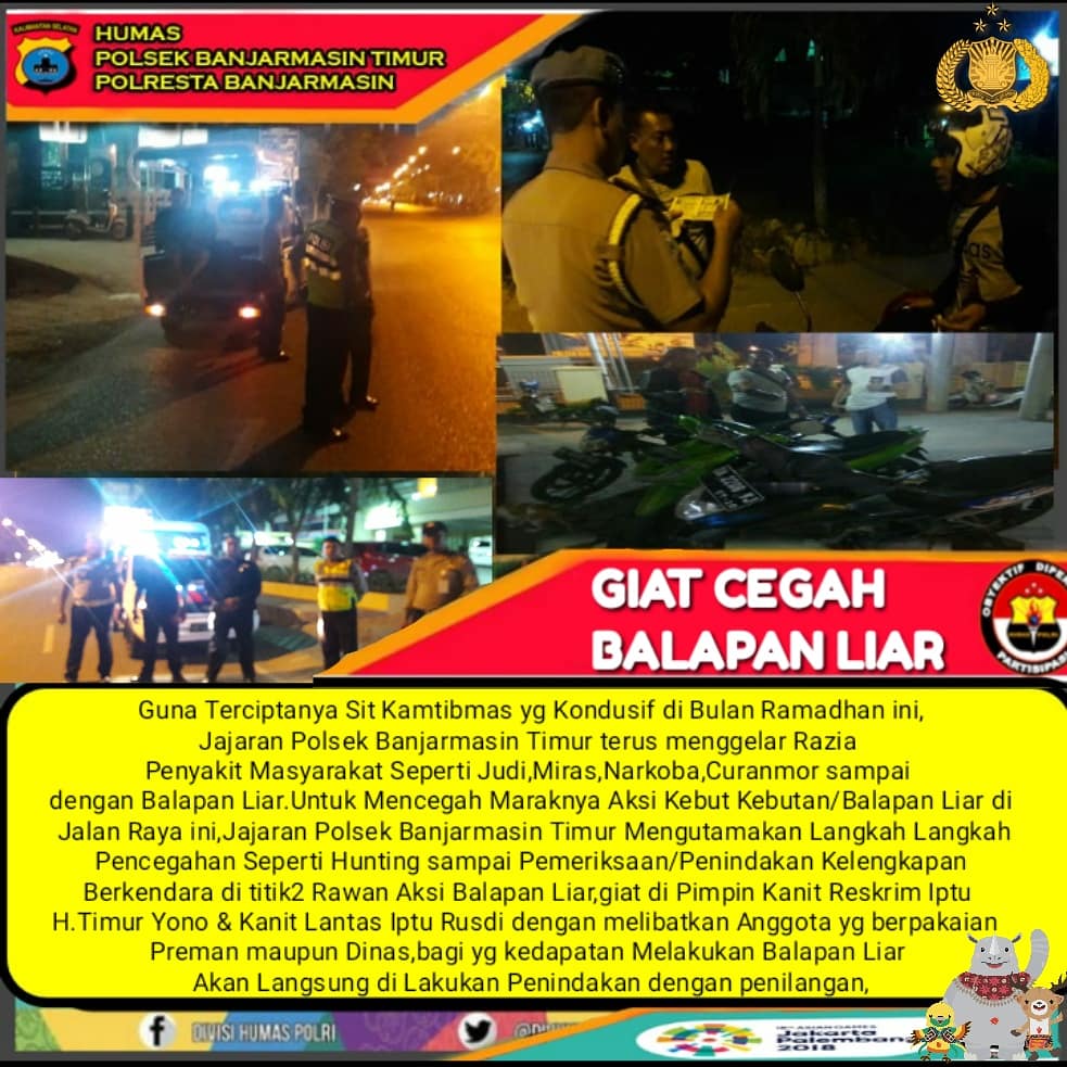 Cegah Aksi Balap Liar di Wilkum Polsek Bantim,Anggota Siap Sahur di Jalan.

#humaspoldakalsel
#humaspolrestabjm
#divhumaspolri