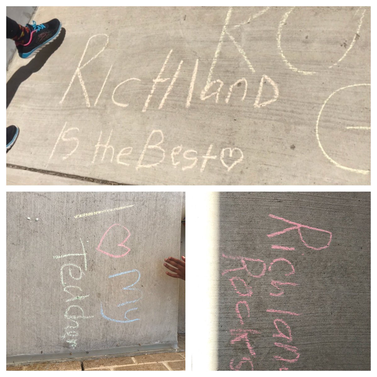 RLEthirdgrade's tweet photo. Celebrating each day we have left with our Homeroom class of 2017-2018 with a special end of day reward.  Today was sidewalk chalk art!  @aggietharp https://t.co/ahpKxmikTn