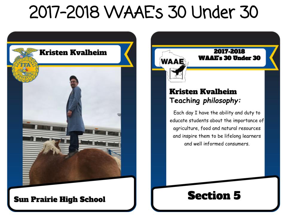 WiAgEd's tweet photo. 30 Under 30, Kristen Kvalheim (Sun Prairie) packs a punch with his to-the-point responses. His work/life blend tip is, "Do the things I enjoy and don't do the things I don't enjoy." #WAAEBeyondtheClassroom https://t.co/MbFXAcVBBH