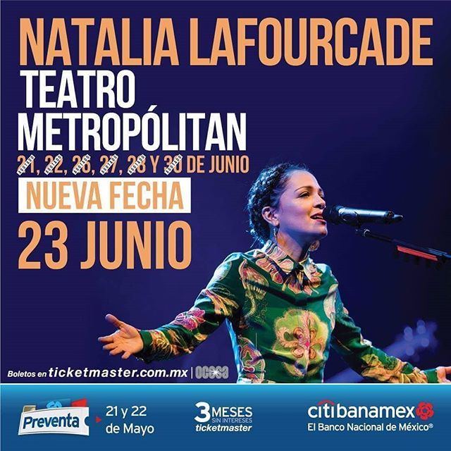 LafourcadeClub's tweet photo. Natalia @Lafourcade abre #NuevaFecha en el @TMetropolitanMX tras agotar rápidamente 6 fechas. #PreventaCitiBanamex 21 y 22 de mayo → https://t.co/JPVFhC3jfV
#Musas #MusasVol1 #MusasVol2 #TuSiSabesQuererme #HastaLaRaíz https://t.co/GF5Zqn9dAo