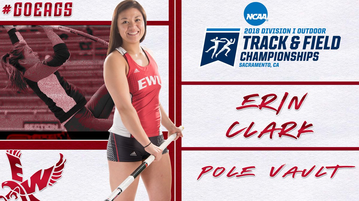 EWUTFXC's tweet photo. Senior Erin Clark looks to fly high in the Pole Vault at the 2018 NCAA Division I Track &amp; Field West Preliminaries!!!

She will compete on May 25 at 4:30 pm in Sacramento!

#GoEags https://t.co/tn3iRGAa8D