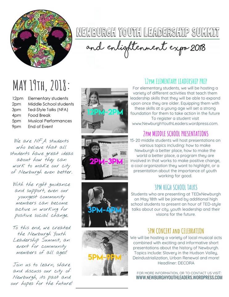 TOMORROW! The Newburgh Youth Leadership Summit and Enlightenment Expo is ON! Our amazing students have decided to turn this event into a fundraiser for those impacted by the storm! We hope to see you there to celebrate our students and our wonderful community!