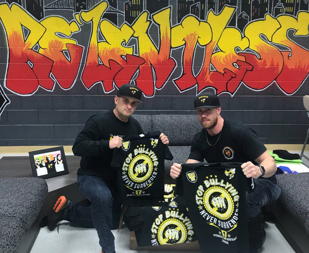 brewerhm's tweet photo. Just unpacked our latest shipment from @Fearthefighter - let the bullies  know - we putting a stop to it!! Every kid deserves a voice! #FLHornets https://t.co/Dobk3XP8pd