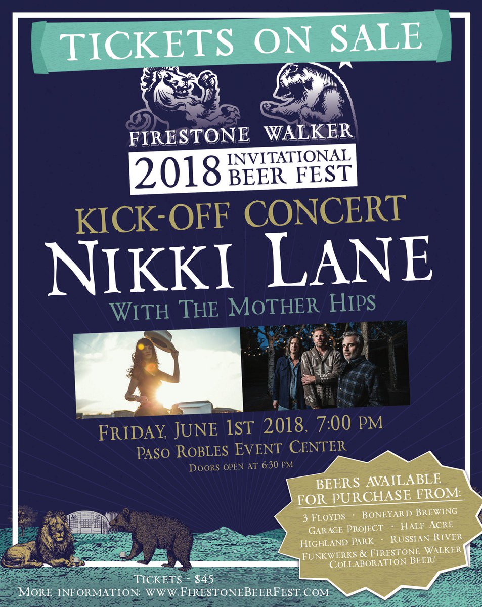 FirestoneWalker's tweet photo. Live music from @nikkilanemusic &amp; The @motherhips? Beers available from @3floyds , @Garage_Project, @hpbrewery, @HalfAcreBeer &amp; more? You Betcha!
Join us Friday, June 1 for the FWIBF Kick-Off Concert! *no tickets to the beer fest required, all 21+ welcome: https://t.co/Ku3DFLWYPv https://t.co/K8mNeqzuFI