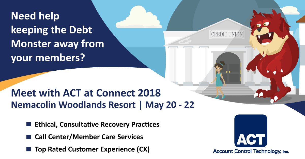 Let's Defeat the Debt Monster at Connect 2018! Contact ACT's rep Michael Matkowsky today to set up a meeting: mmatkowsky@accountcontrol.com or you can find him on the app!