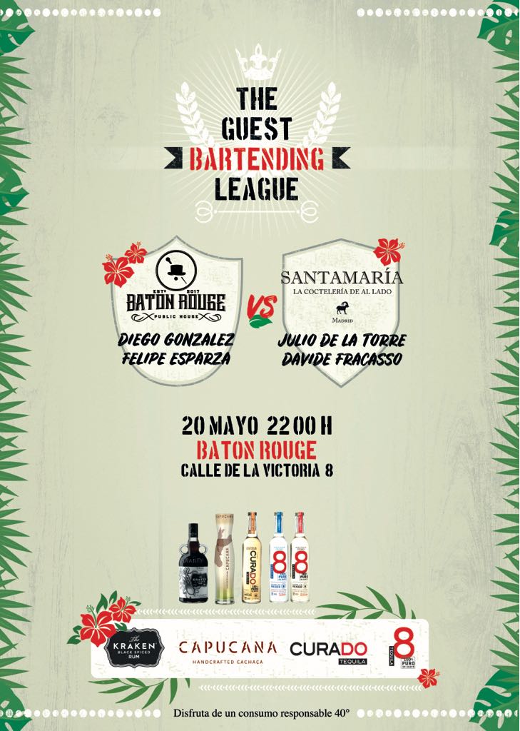 batonrougemad's tweet photo. This Sunday we have the contest of the year at Baton Rouge! 

📆Sunday 20th of may
📍 Batón Rouge Madrid. 
⏰ 22:00 
👬 Two Teams. 
¿How many cocktails  🍸🍸 will sell the winning team?

#batonrougemadrid #onlystarsdrinkhere #capucana #krakenrum #tequilaocho https://t.co/TykDO0cMbx