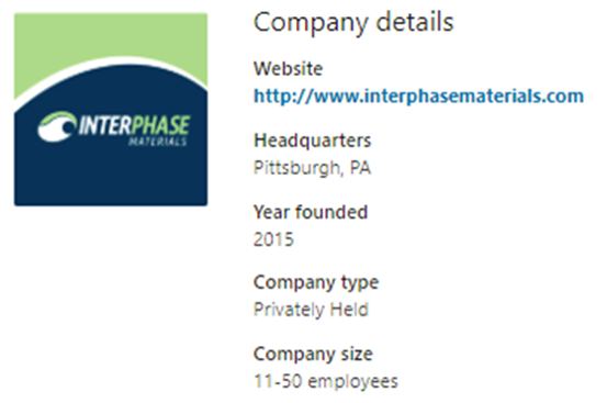 It's been a great week working with all 3 of our terrific new @InterPhaseMat employees, including our 7th <a href="/PittTweet/">University of Pittsburgh</a> <a href="/PittInnovates/">Pitt Innovates</a> graduate! It's awesome to be at 11 - 50 employees on <a href="/LinkedIn/">LinkedIn</a>!