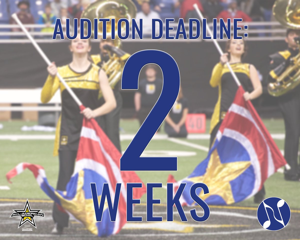 Any current high school juniors (Class of 2019) interested in auditioning for the <a href="/AllAmericanBand/">All-American Band</a> should begin recording and finalizing audition videos. Only 2 more weeks remaining to submit your audition through noteworthyrecruiting.com!