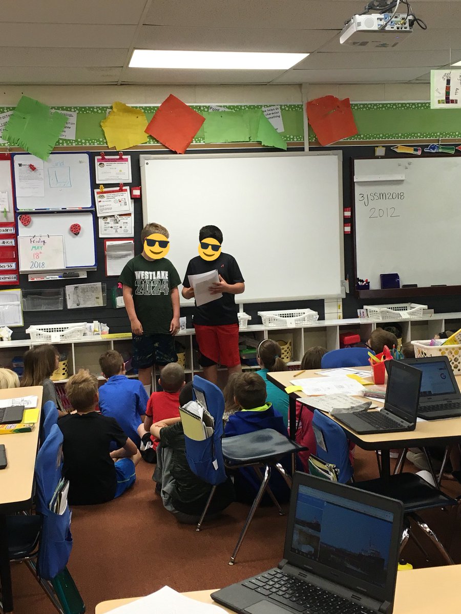 MsB1617's tweet photo. E and G did a nice job today reading the book they made about #making to 3rd graders! Authors are #makers too! @WestlakeSchools @wadden_deb @ibpyp #action #Exhibition https://t.co/7u2dETSoRQ
