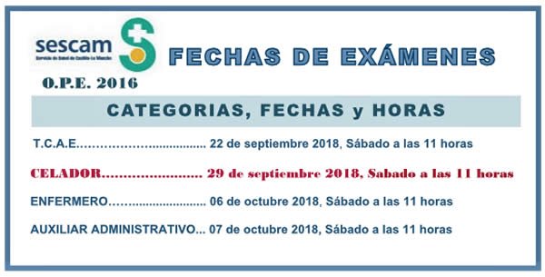 Calendario de Exámenes OPE 2016 SESCAM... DdgZQ2lX4AIb-g7