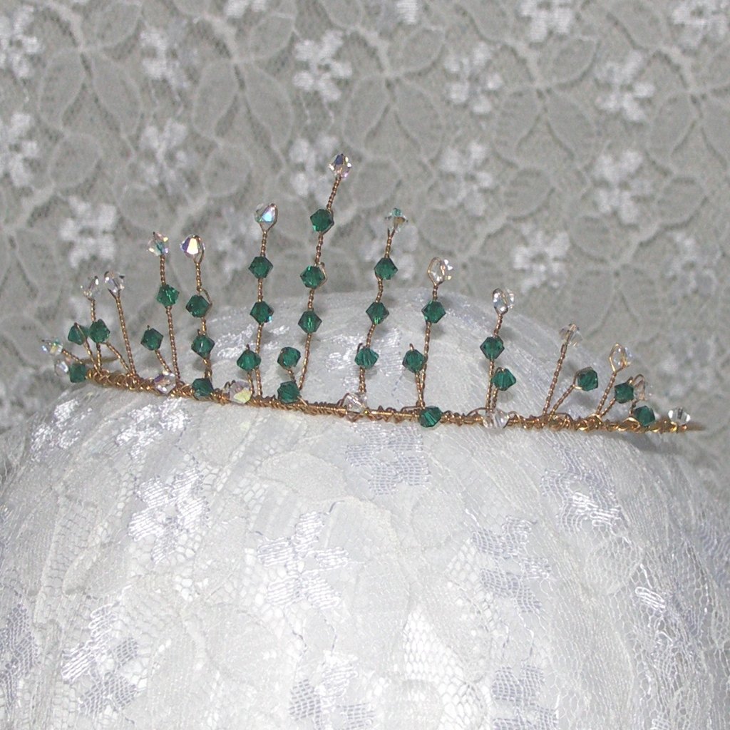 lealakw's tweet photo. Gold &amp; green 'Evie' tiara listed on Etsy #tiara #handmade #crystal #wedding #prom #party #sparkle https://t.co/x95XRCB0rb
