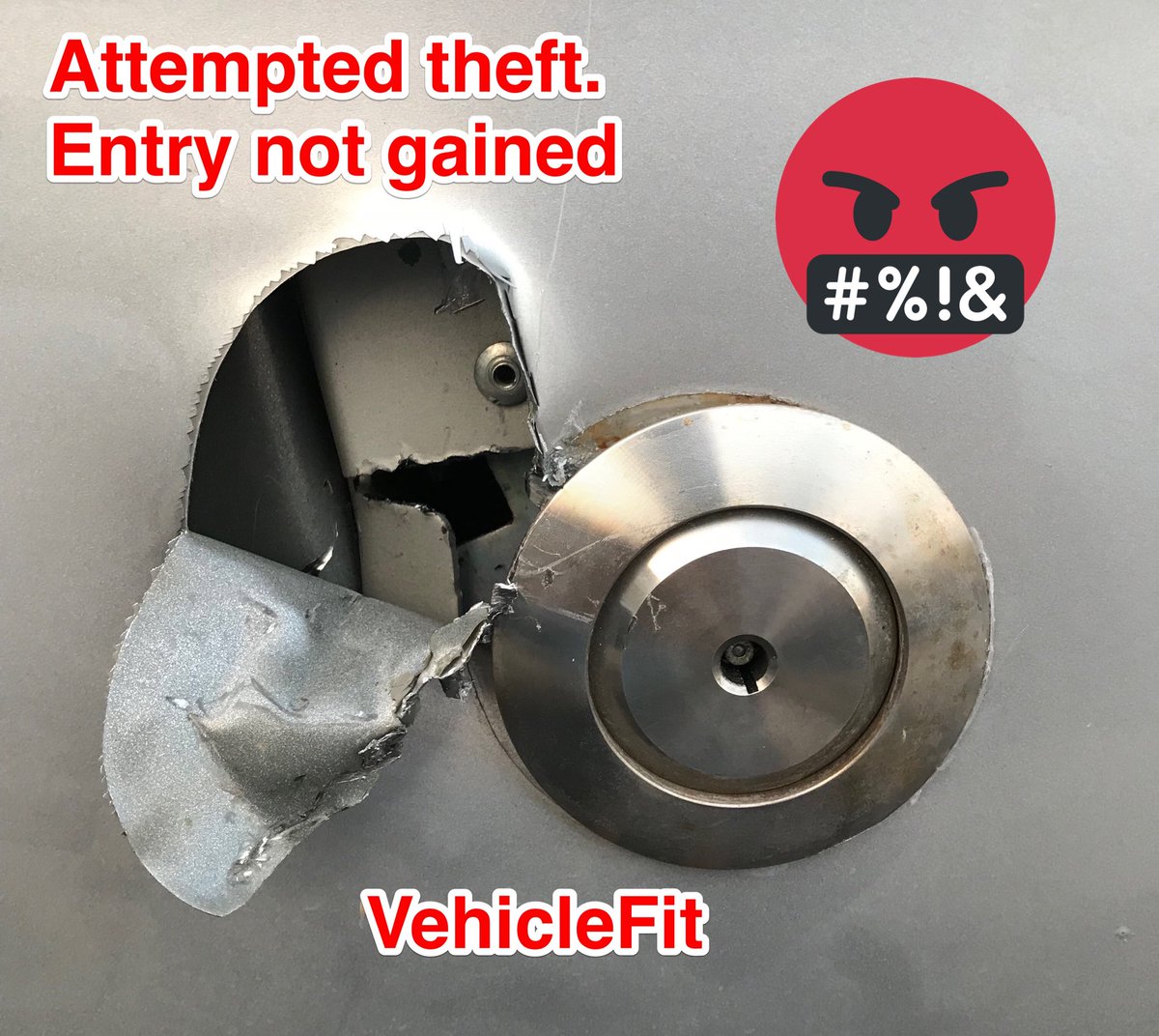 VehicleFit's tweet image. Secured this van and it was left unattended for ‘a while’ Tried to rip out #replock. Failed.  Central locking had been shut down mechanically by me and I also disconnected internal buttons.  All contents of van protected but obviously door messed up.  @kev_south @StolenWheels