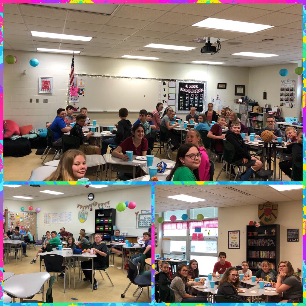 HeyMrsDill's tweet photo. Check out all these kiddos who met math AND reading goals for the end of the year!  They were all rewarded with a pizza party this afternoon! #crushinggoals #NWEA #makinggrowth https://t.co/u9xkH3BIOM