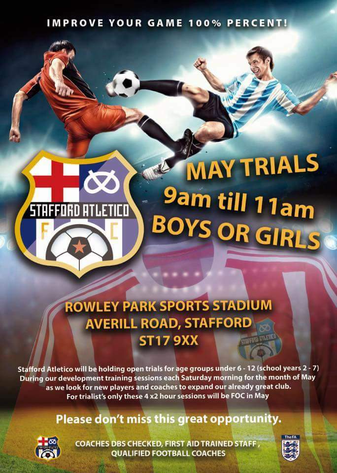 AtleticoStaff's tweet photo. Looking for your first club?
Looking for a new club?🤔

Our Saturday morning development training sessions continue with our open trials this weekend for age groups u6 - u11 ( school years 2-6 )@ Rowley Park Sports Stadium 9-11am. https://t.co/2pLWON72cv