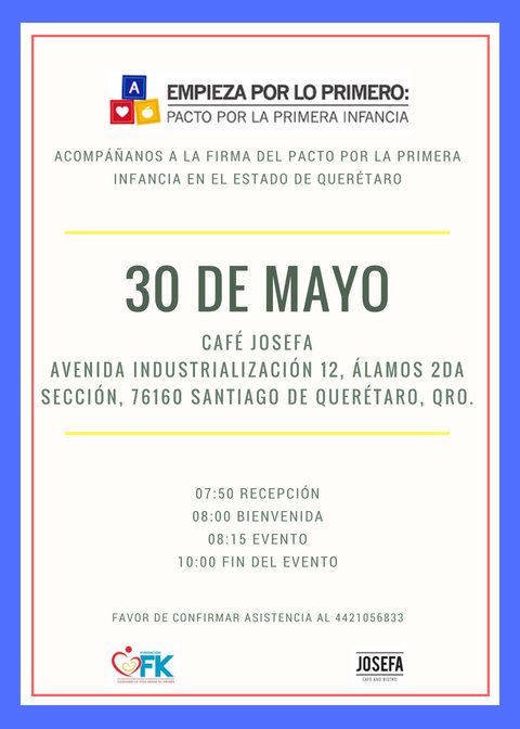 FundacionFk's tweet photo. L@s invitamos a sumarse al #pactoprimerainfancia en el Estado de Querétaro @FundacionFk @Unkilodeayuda #EmpiezaporloPrimero https://t.co/gQqLGt6SXn