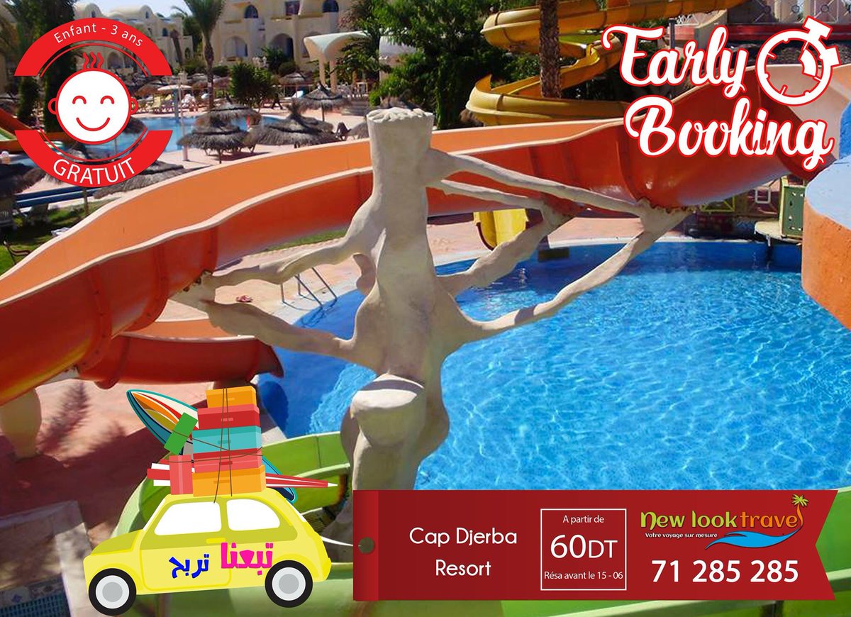 NewLookTravelTn's tweet photo. #Early_Booking avec #NewLookTravel

Hôtel: Cap Djerba Resort #Djerba

A partir de 60 DT 
Plus d'info sur l'Hotel : ➡️ https://t.co/E1QsLLdsni #Tunisie https://t.co/ljLDazmsT5