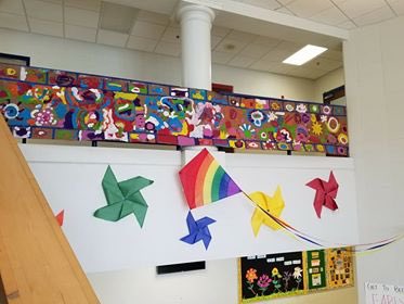 ArtWorksRC's tweet photo. The beautiful murals that the Jamestown Elementary School Kindergarten Classes created at ArtWorks on Tuesday are now on display! What incredible works of art! We love the color and life these pieces bring to JES! Fantastic work, Kindergarten! https://t.co/P0CZoHlf2a
