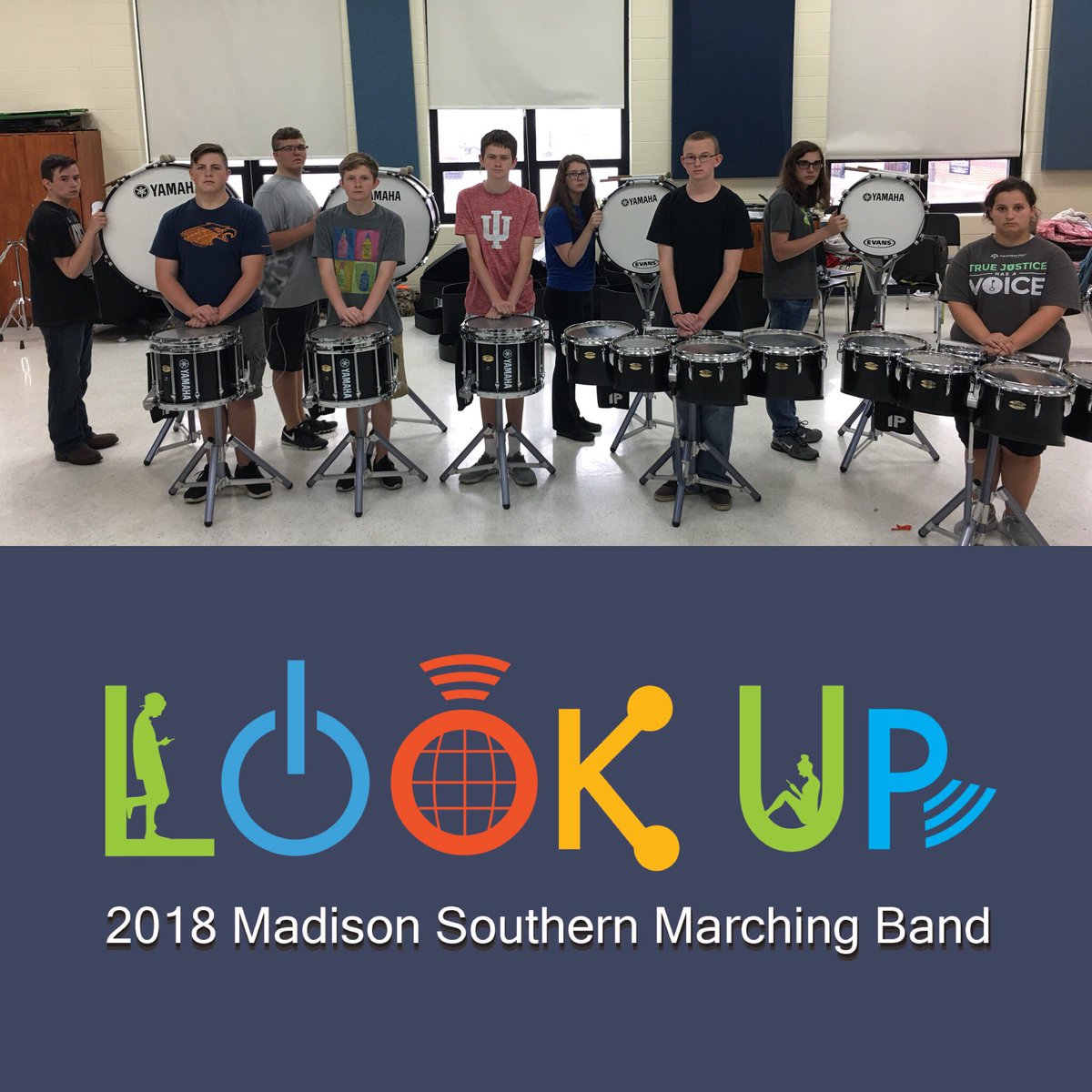 MadSouthernBand's tweet photo. Introducing the 2018 Madison Southern Drum Line. #funkiness #lookup https://t.co/v9hSQ55gsb