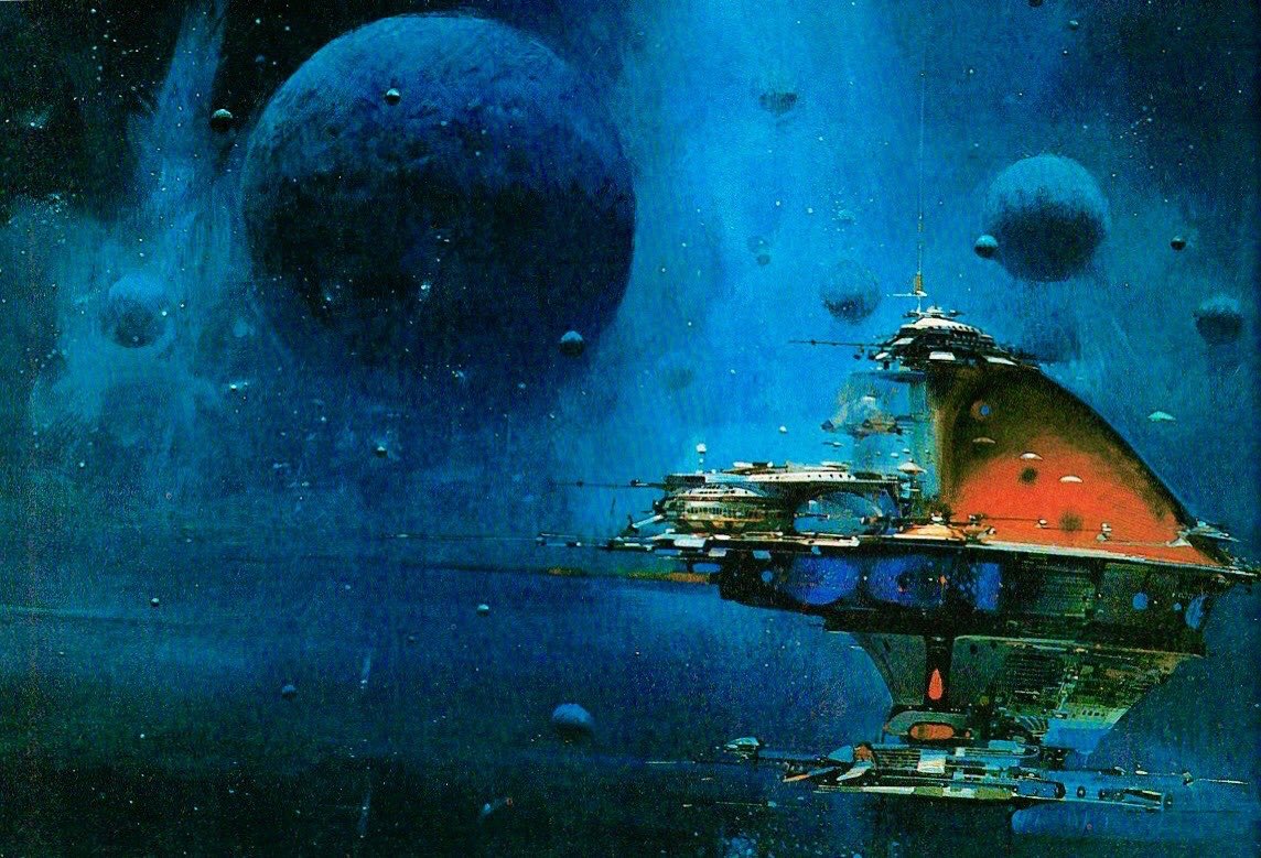 retroscifiart's tweet photo. Art by John Berkey. Images from: Ariel magazine 1978, Science Fiction Age magazine 1994, The New Visions: A Collection of Modern Science Fiction Art 1982,  Future Life magazine Sept 1979 https://t.co/joEIYprfjf