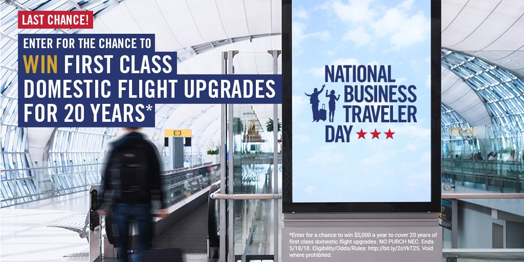 With thousands of #NBTDay giveaways on the line, there's no time to waste. ⏲ Our #BusinessTraveler Dream #Sweepstakes closes TONIGHT, so this is your last opportunity to enter for your chance to win prizes that will transform how you #travel for work: bit.ly/2FPGvqS!