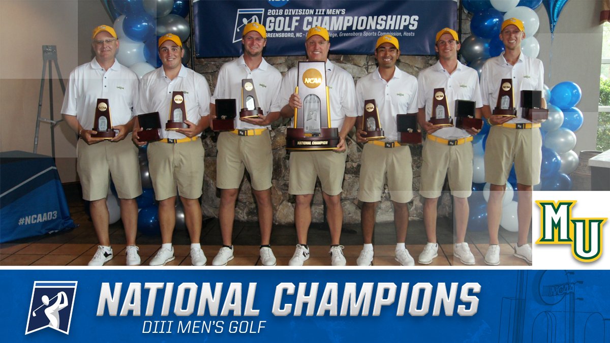 NCAADIII's tweet photo. 🏆The 2018 Division III Men’s Golf National Champions! 🏆 Congratulations Methodist University Monarchs! #d3golf https://t.co/0mL8tBKF88