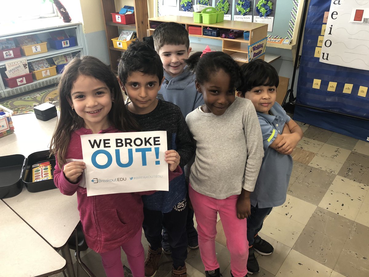 JamieHulbig's tweet photo. All groups Broke Out!!! So much fun working on shapes with these @west_wildcats kindergarteners! @StoughtonPS @eileen_sprague @breakoutEDU https://t.co/zI7c9vLIMr